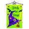 G128 Combo Pack Garden Flag Hanger 14IN & Garden Flag Trick or Treat Purple Witch Hat Green BG 12x18IN Printed 150D Polyester